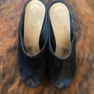 Christian Dior black suede mules